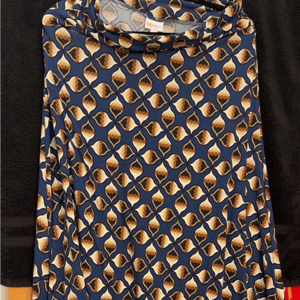 LuLaRoe Blue and Brown Geometric Dress